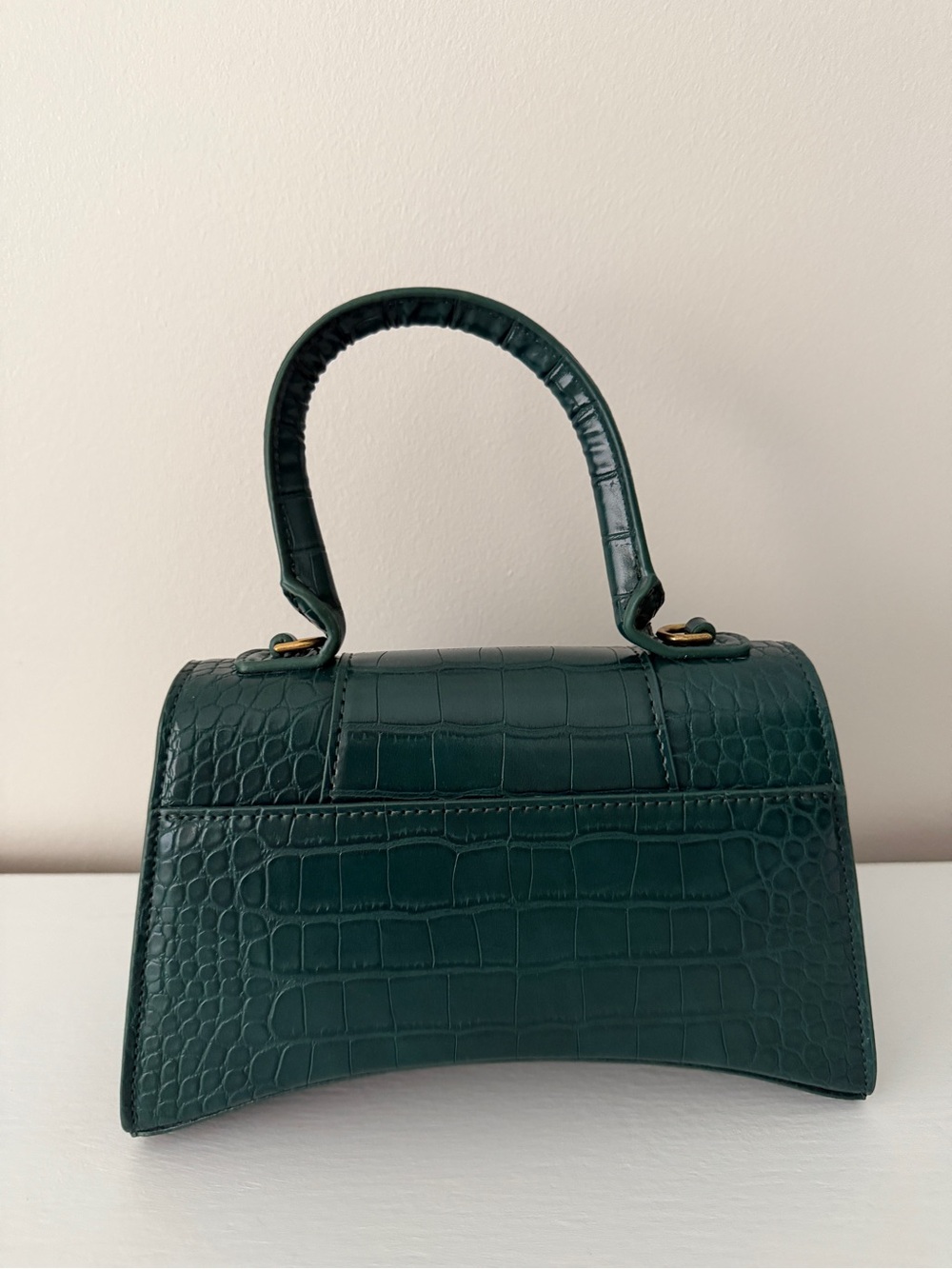 Balenciaga Forest Green Croc-Embossed Top Handle Mini Bag - Picture 2 of 5